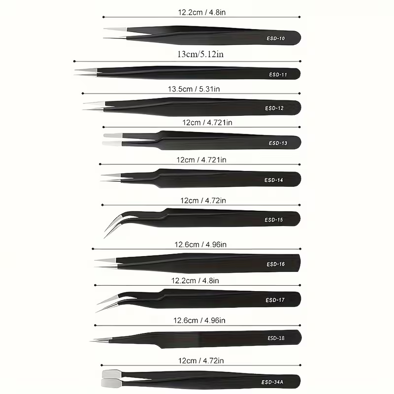 10Pcs ESD Anti‑Static Tweezers - Electronics Repair Services 评论和价格