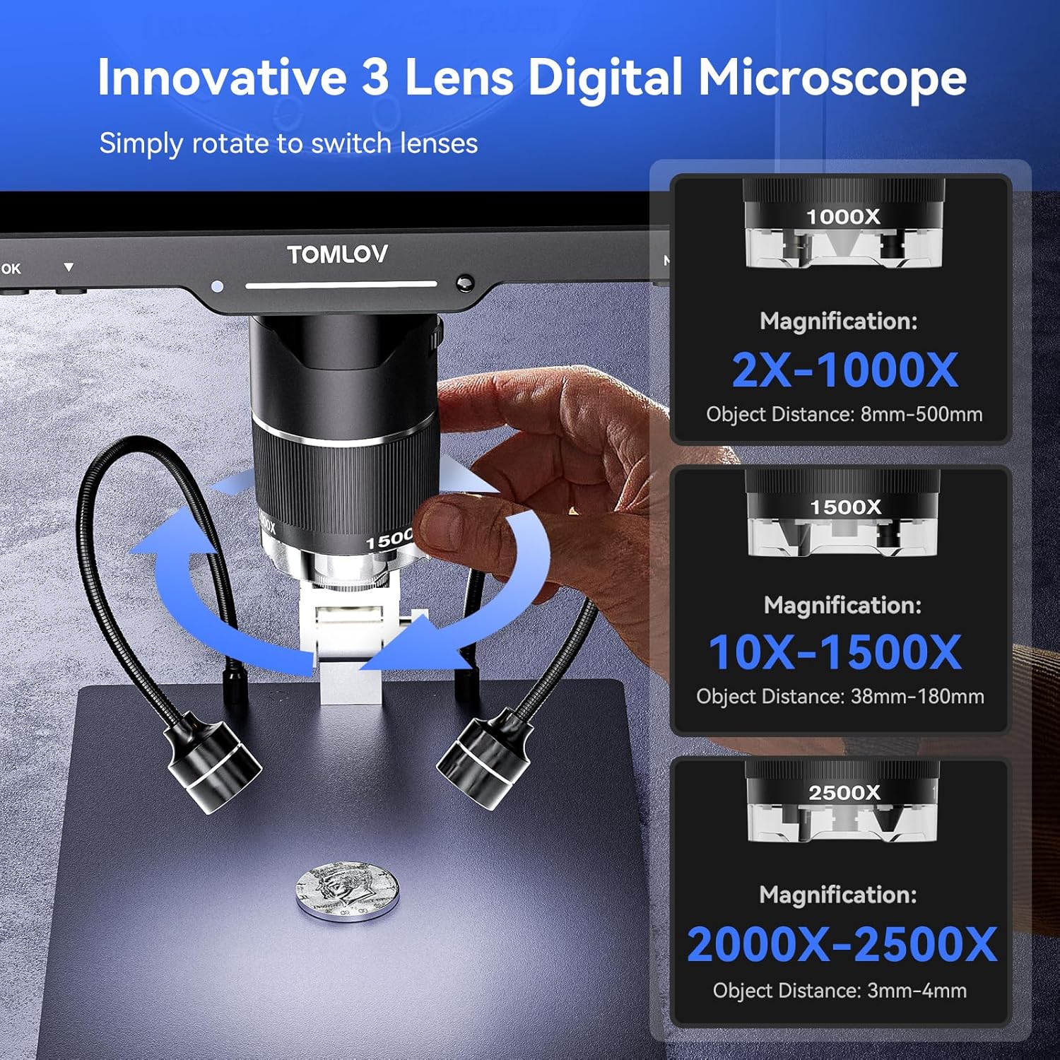 TOMLOV 3-Lens Digital Microsco - Electronics Repair Videos 评论和价格